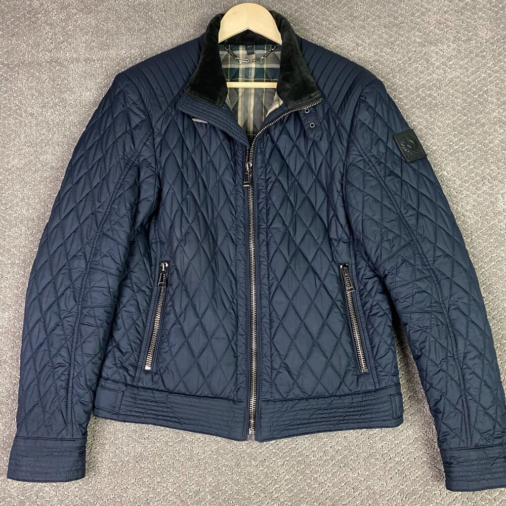 Belstaff Navy Quilted Performance Jacket with Contrast Collar